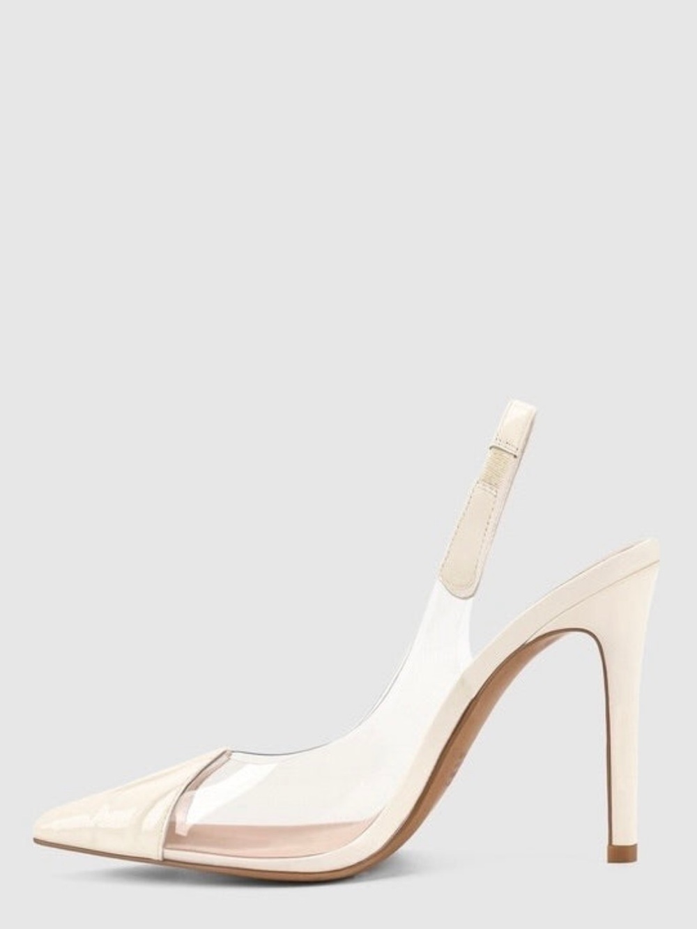 Patent Pointed Slingback Pump in White